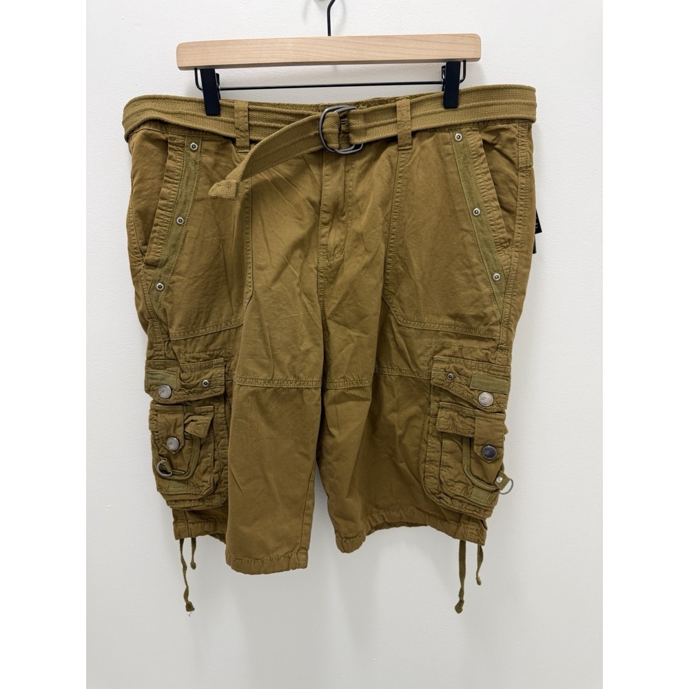 Xray Jeans Cargo Shorts Mens 36 British Khaki Utility Belted NWT Cotton Cargo